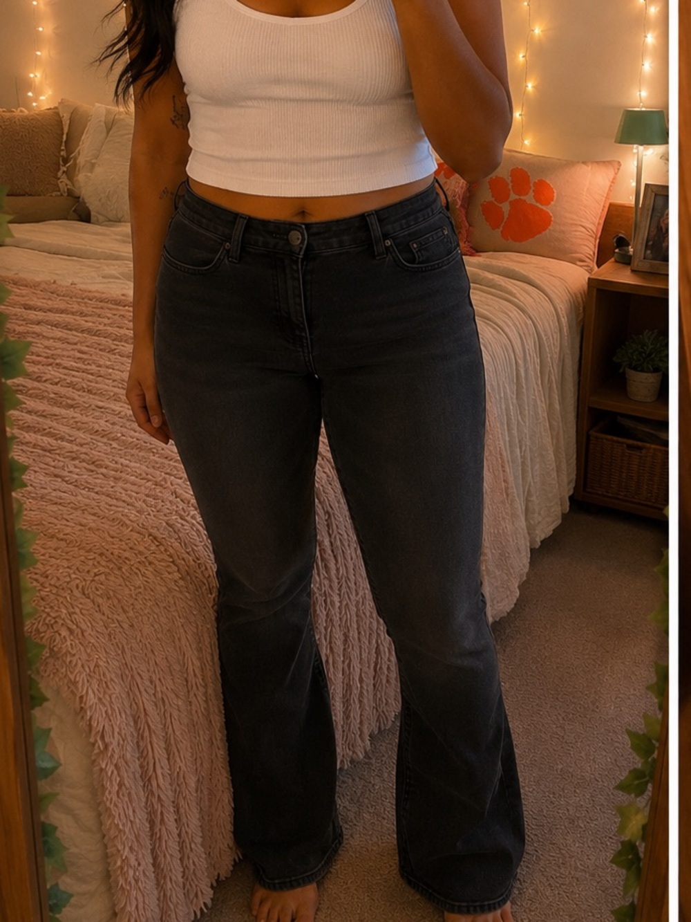 Old Navy Extra High-Rise Flare Jeans | Black Wash | Size 16 Petite